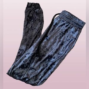 F21 Blue Crushed Velvet Joggers Sweatpants